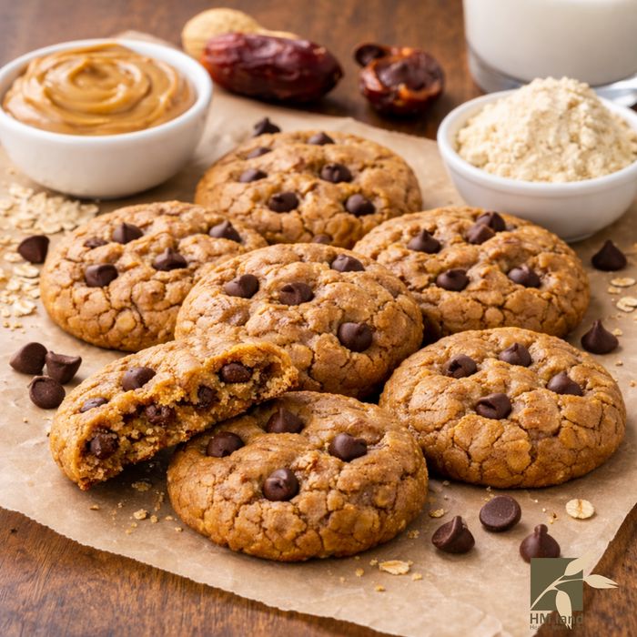 کوکی پروتئینی خرما و چیپس شکلات (مغزدار)