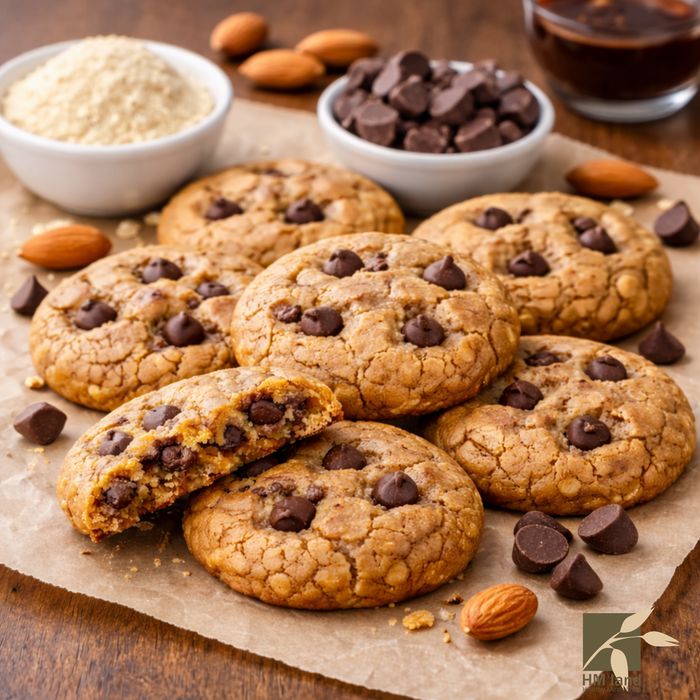 کوکی پروتئینی شکلات تلخ و آرد بادام