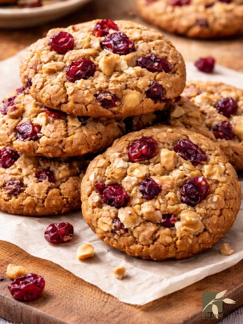 کوکی کلاسیک جو دوسر با کره بادام زمینی و کرنبری خشک